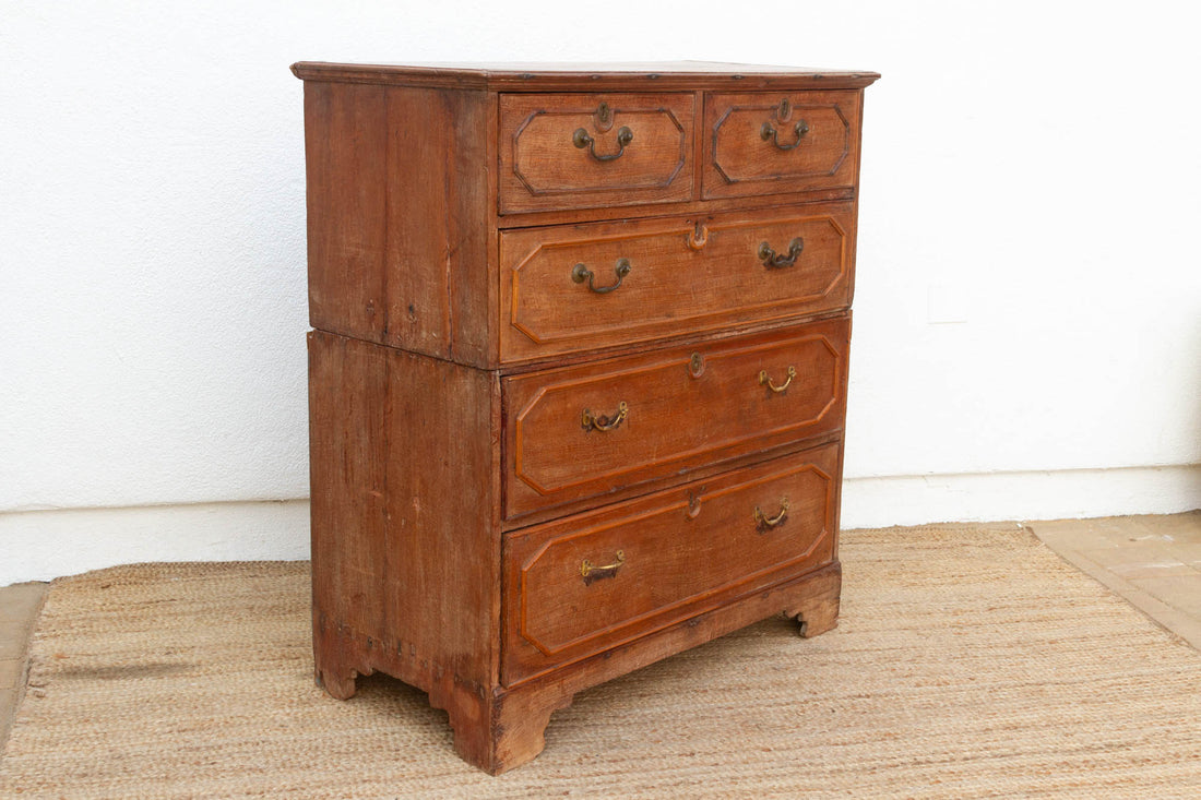 Antique Colonial Teak Chest on Chest