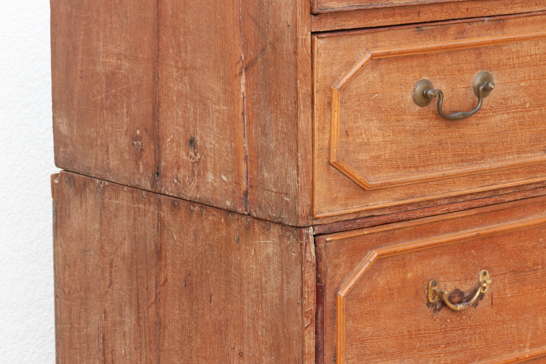 Antique Colonial Teak Chest on Chest