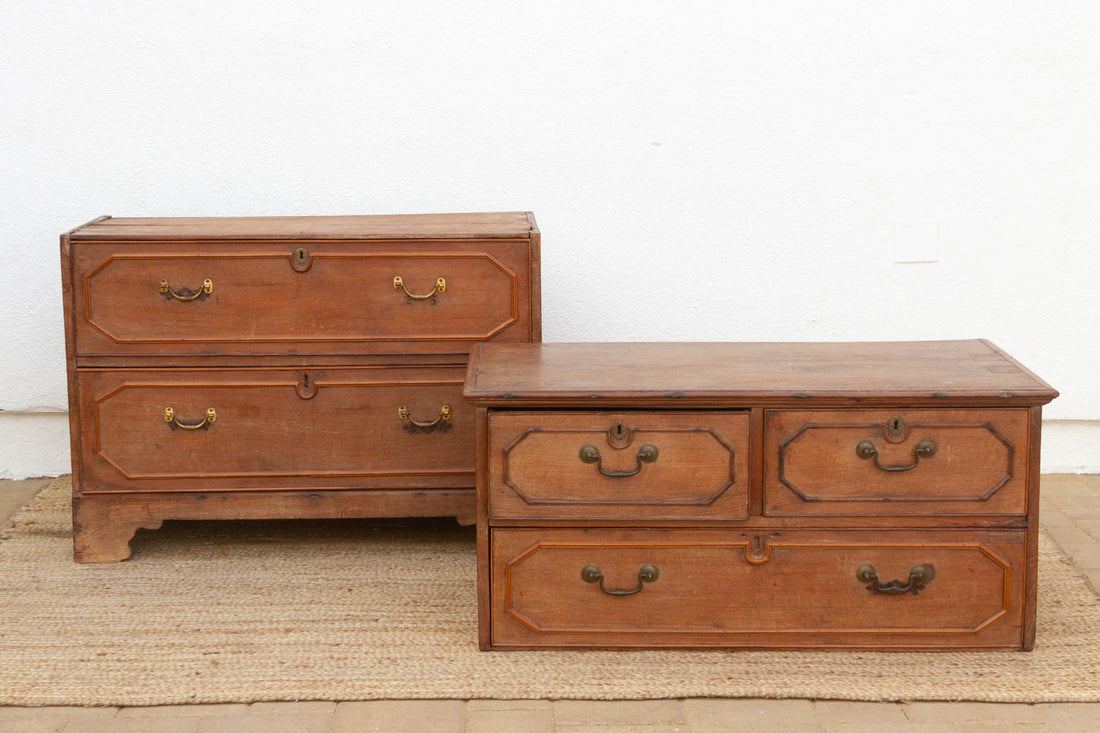 Antique Colonial Teak Chest on Chest