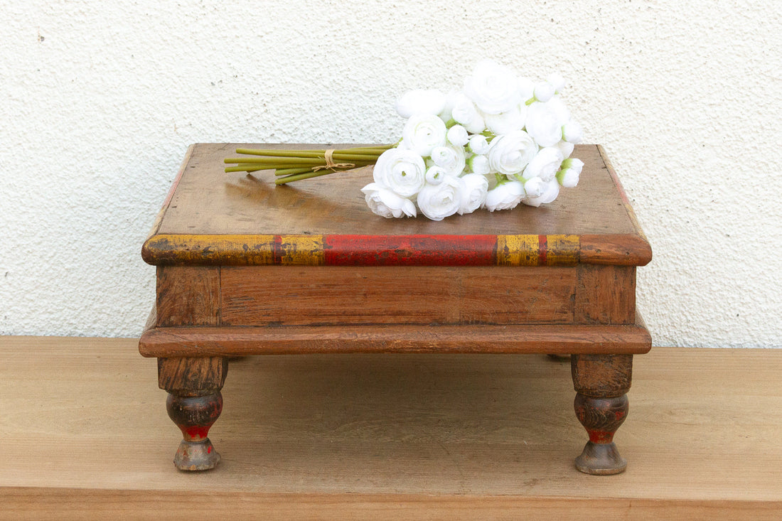 Vintage Indian Teak Bajot Table