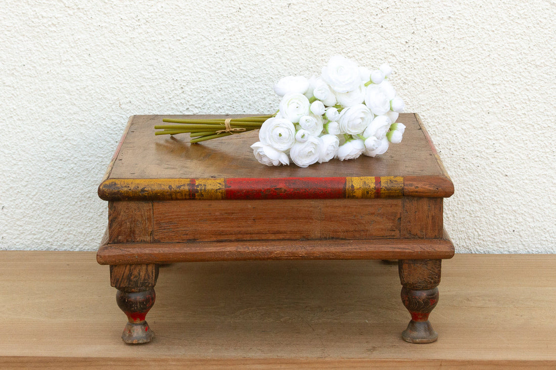 Vintage Indian Teak Bajot Table