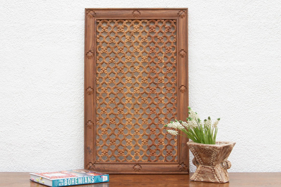 Finely Carved Teak Floral Jali Panel