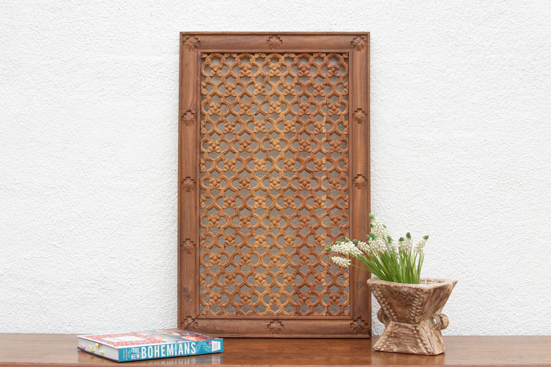 Finely Carved Teak Floral Jali Panel