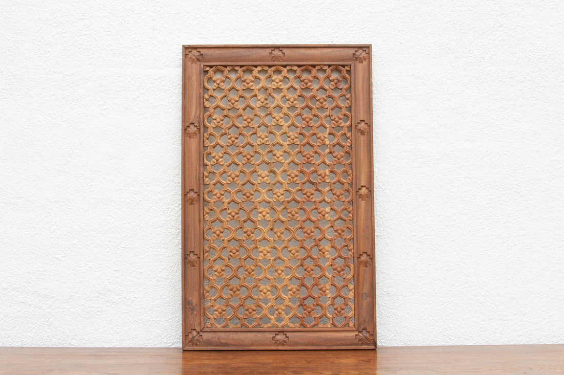 Finely Carved Teak Floral Jali Panel