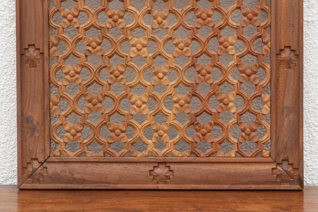 Finely Carved Teak Floral Jali Panel