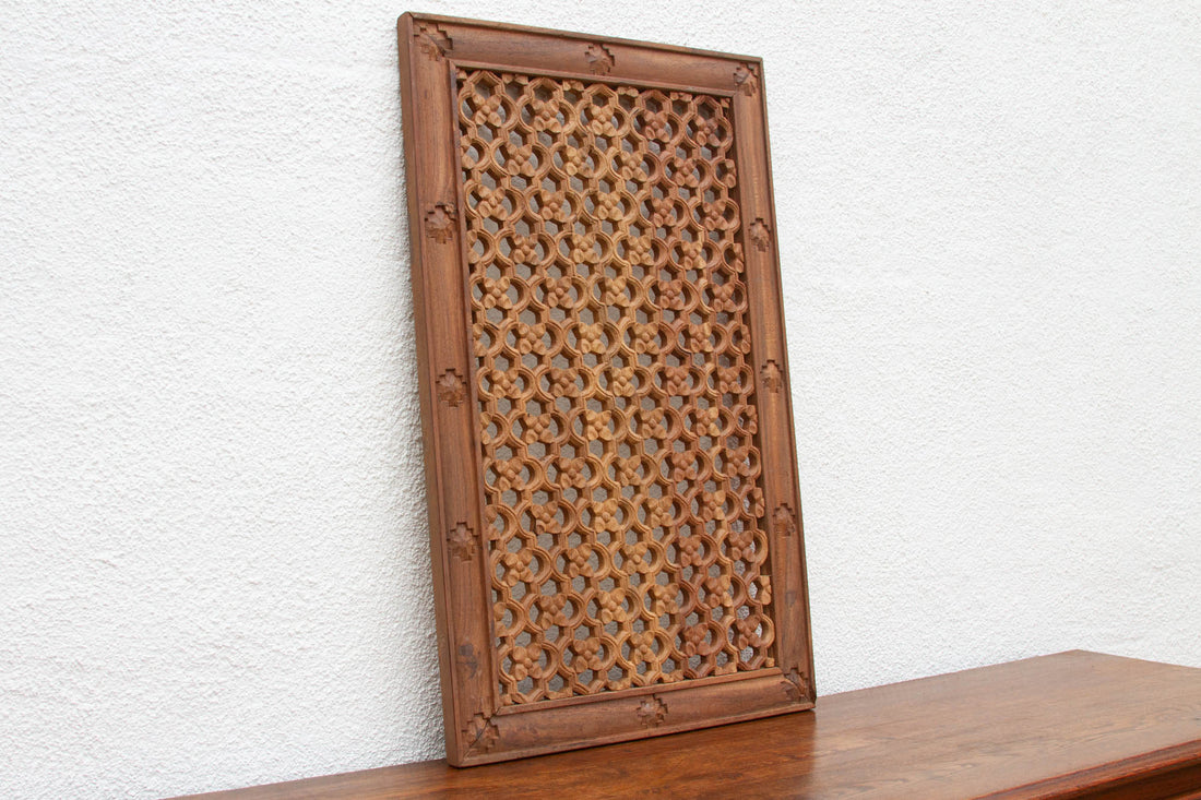 Finely Carved Teak Floral Jali Panel