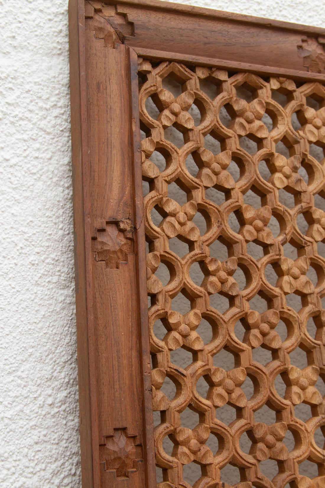 Finely Carved Teak Floral Jali Panel