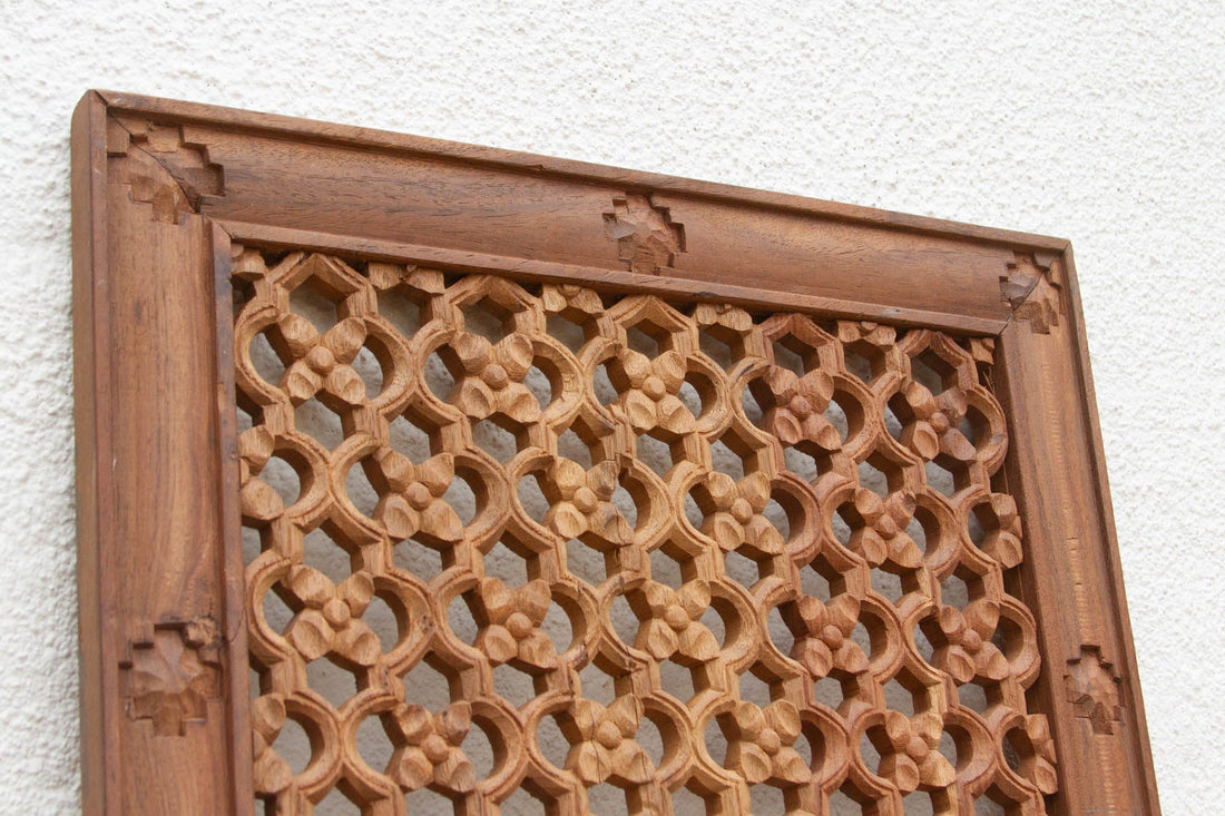 Finely Carved Teak Floral Jali Panel