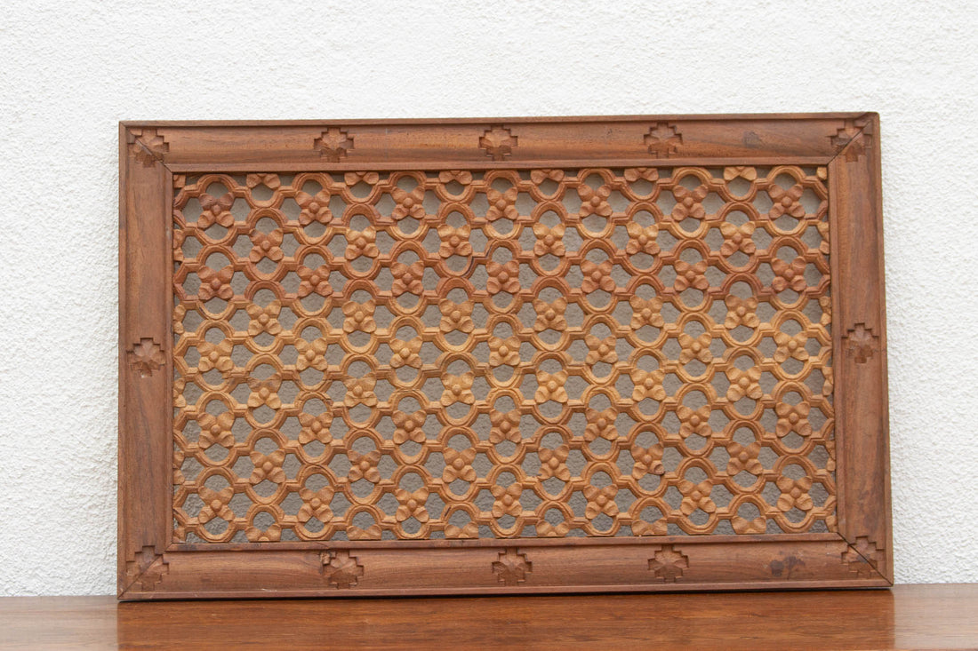 Finely Carved Teak Floral Jali Panel