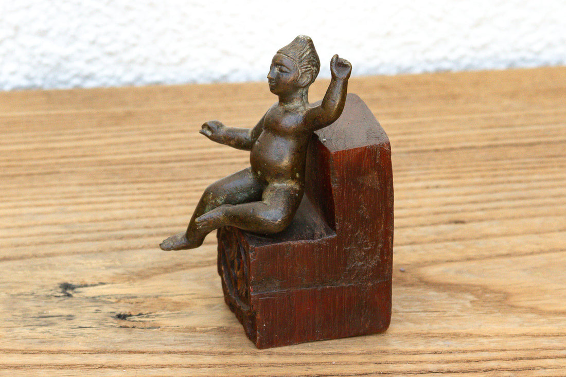 Antique Miniature Lost-Wax Bronze Balakrishna
