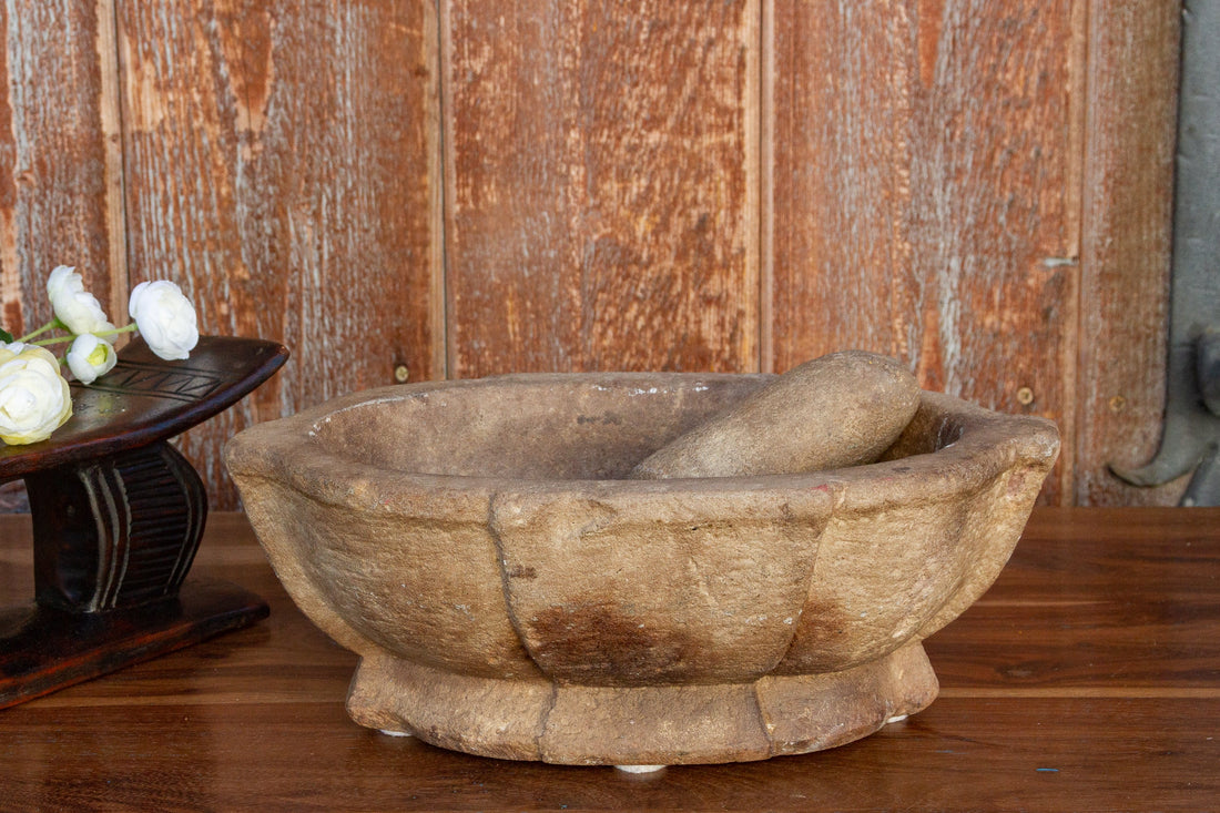 Vintage Karoli Stone Kharal Mortar Bowl (Trade)