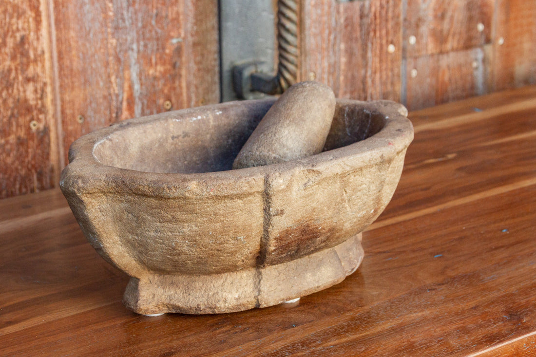 Vintage Karoli Stone Kharal Mortar Bowl (Trade)