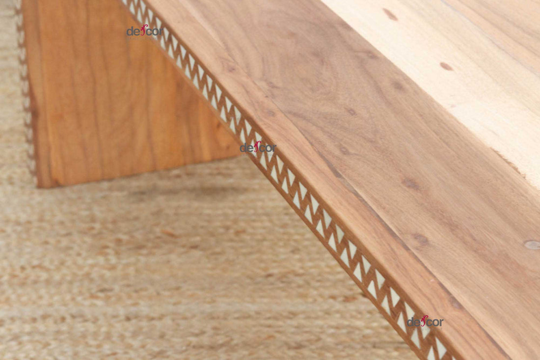 Pair of Teak Mother of Pearl Inlay Benches