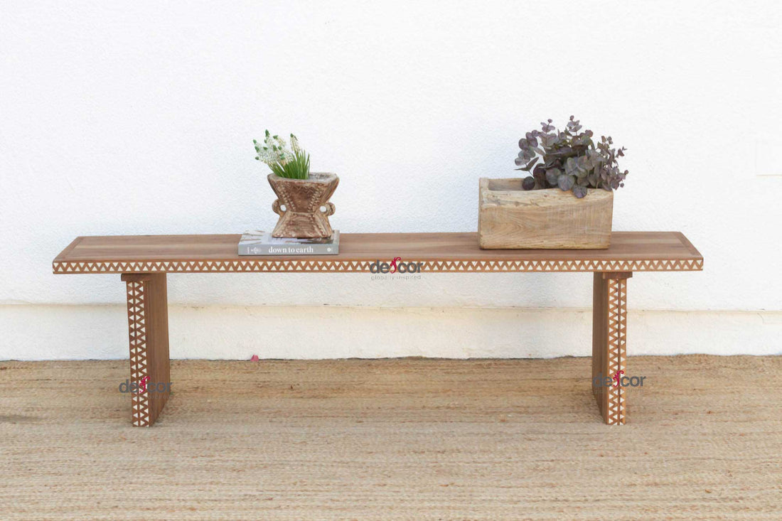Reclaimed Teak Mother of Pearl Bench