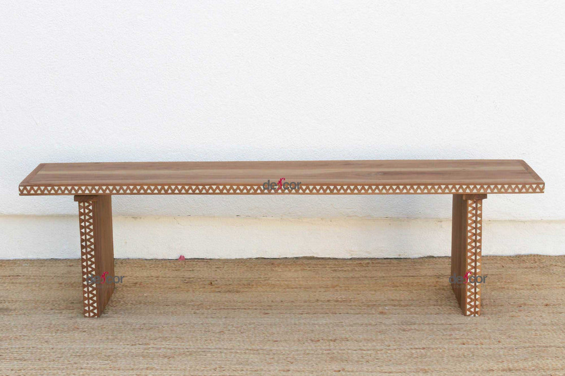 Reclaimed Teak Mother of Pearl Bench