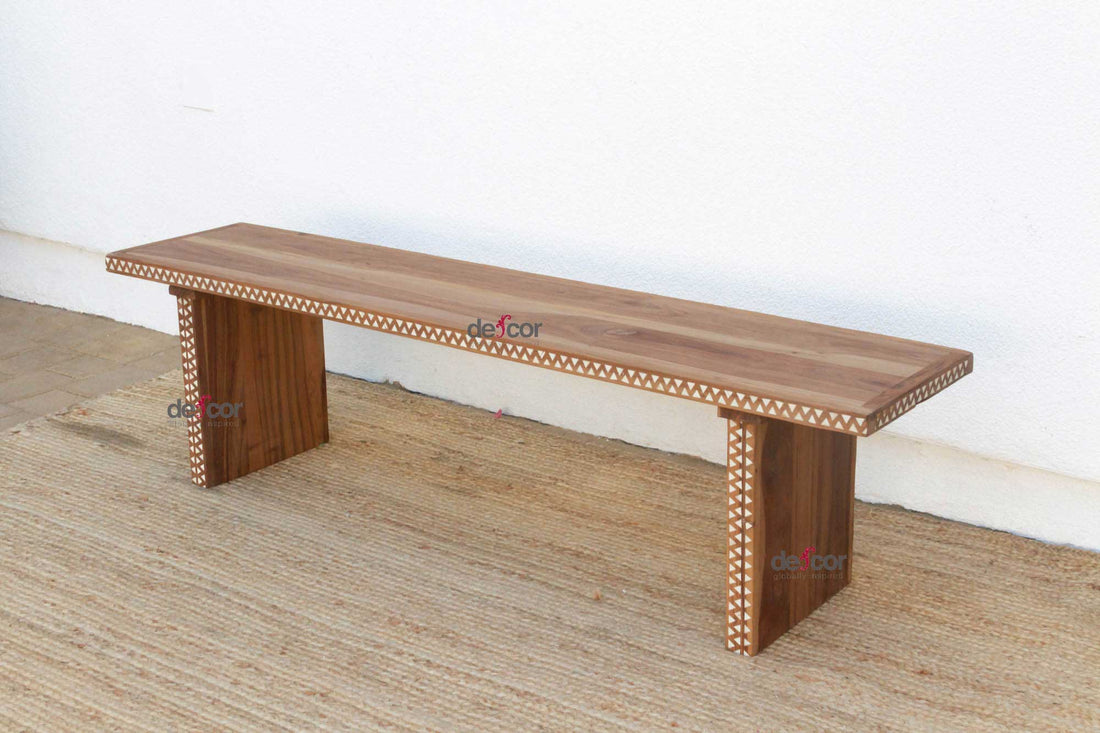 Reclaimed Teak Mother of Pearl Bench
