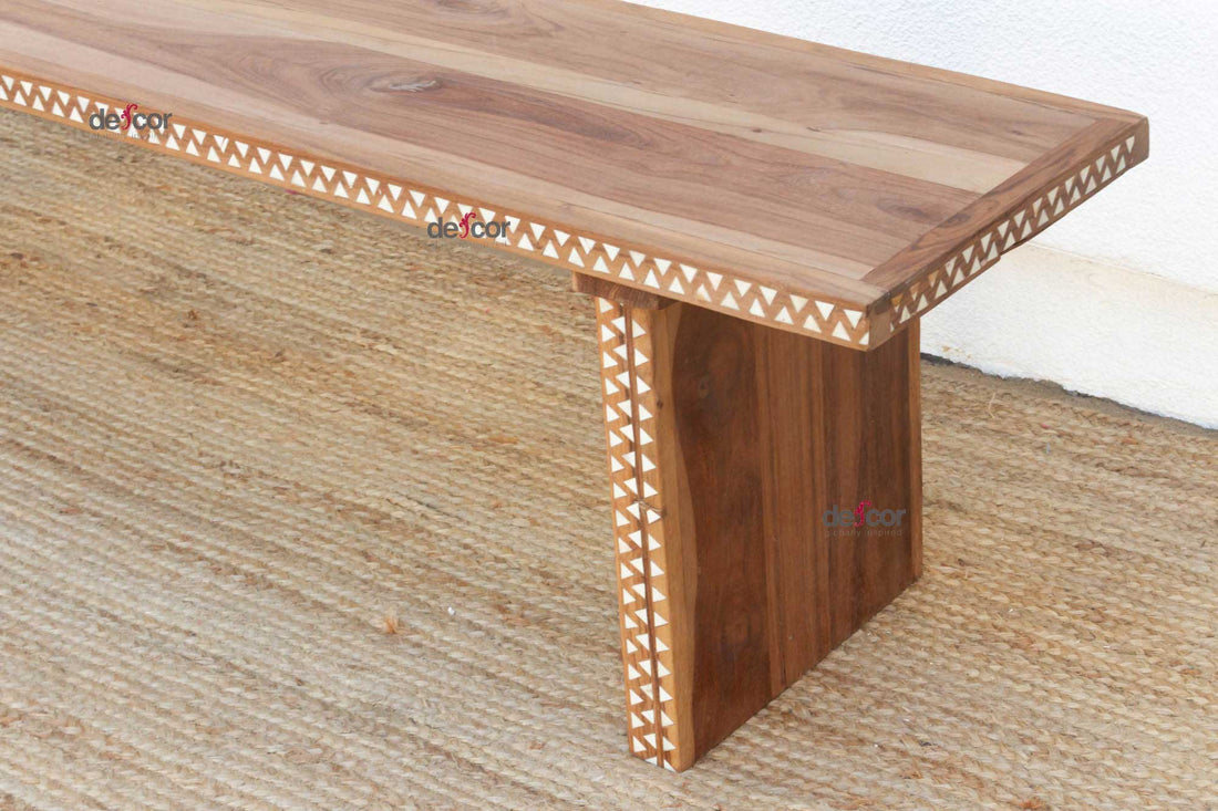 Reclaimed Teak Mother of Pearl Bench