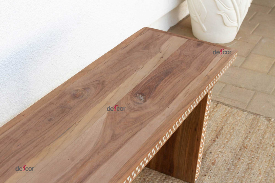 Reclaimed Teak Mother of Pearl Bench