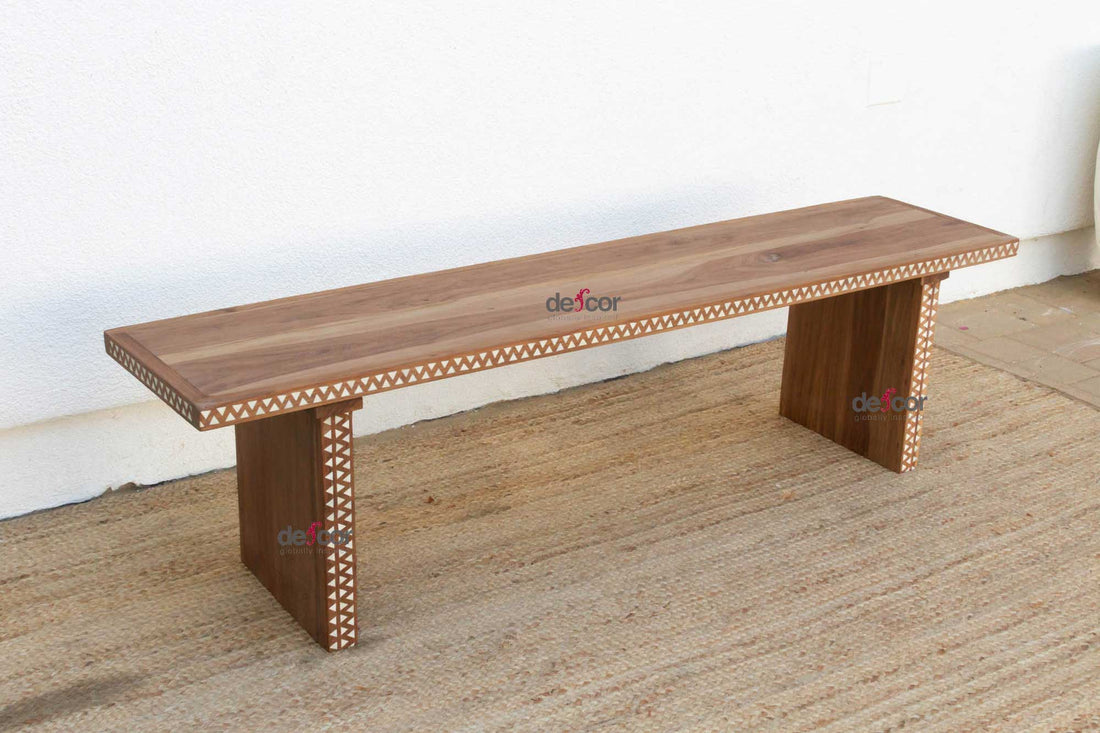 Reclaimed Teak Mother of Pearl Bench