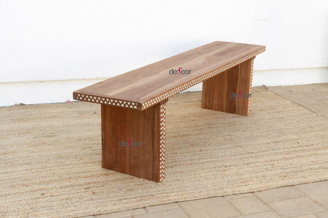 Reclaimed Teak Mother of Pearl Bench
