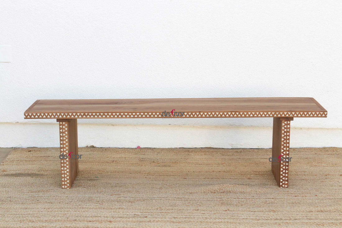 Reclaimed Teak Mother of Pearl Bench