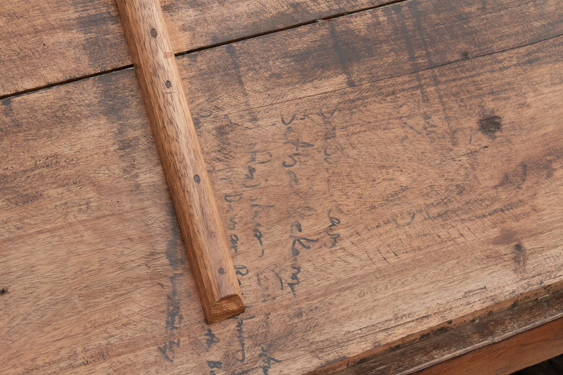 Large Antique Teak Stickbox Chest Coffee Table