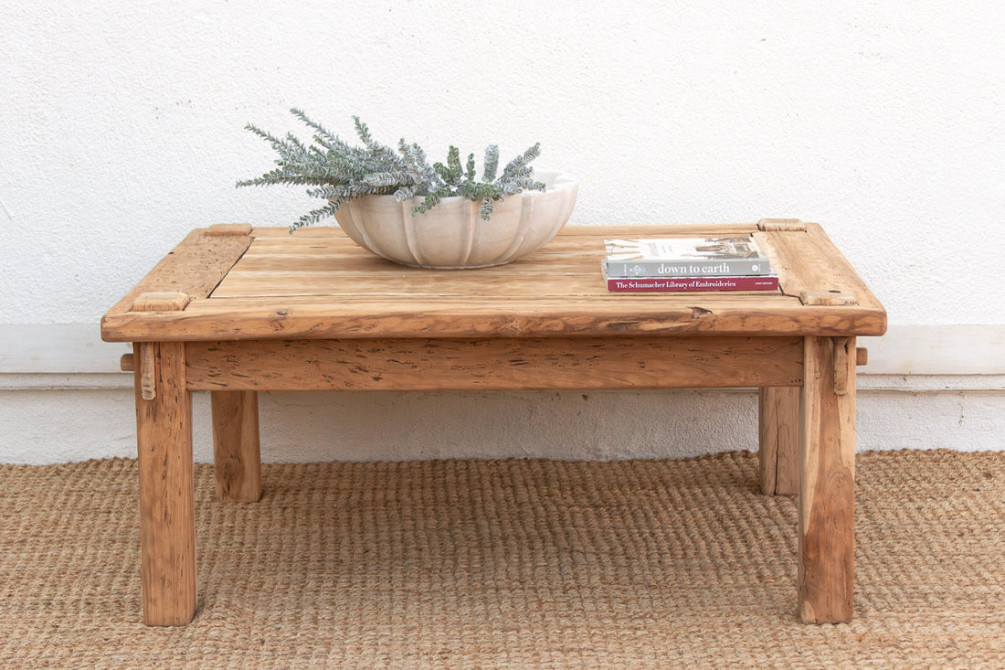 Primitive Raw Teak Wood Coffee Table