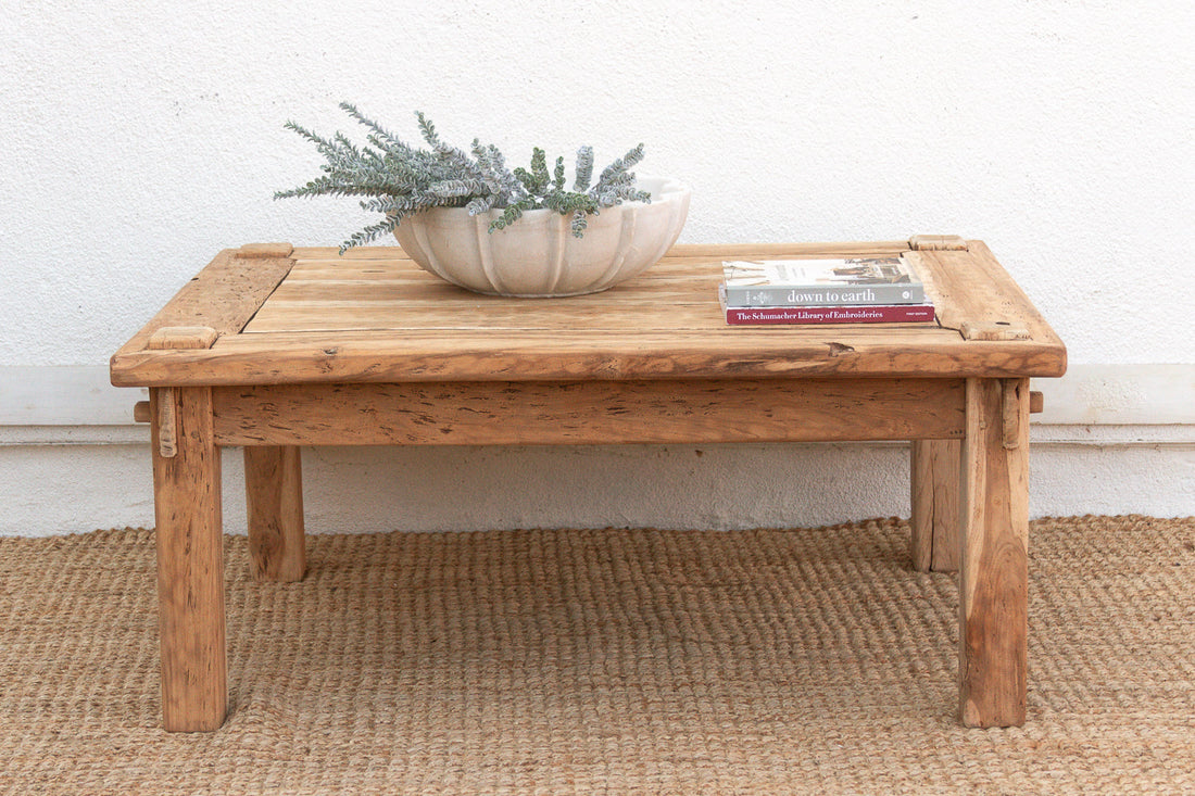 Primitive Raw Teak Wood Coffee Table