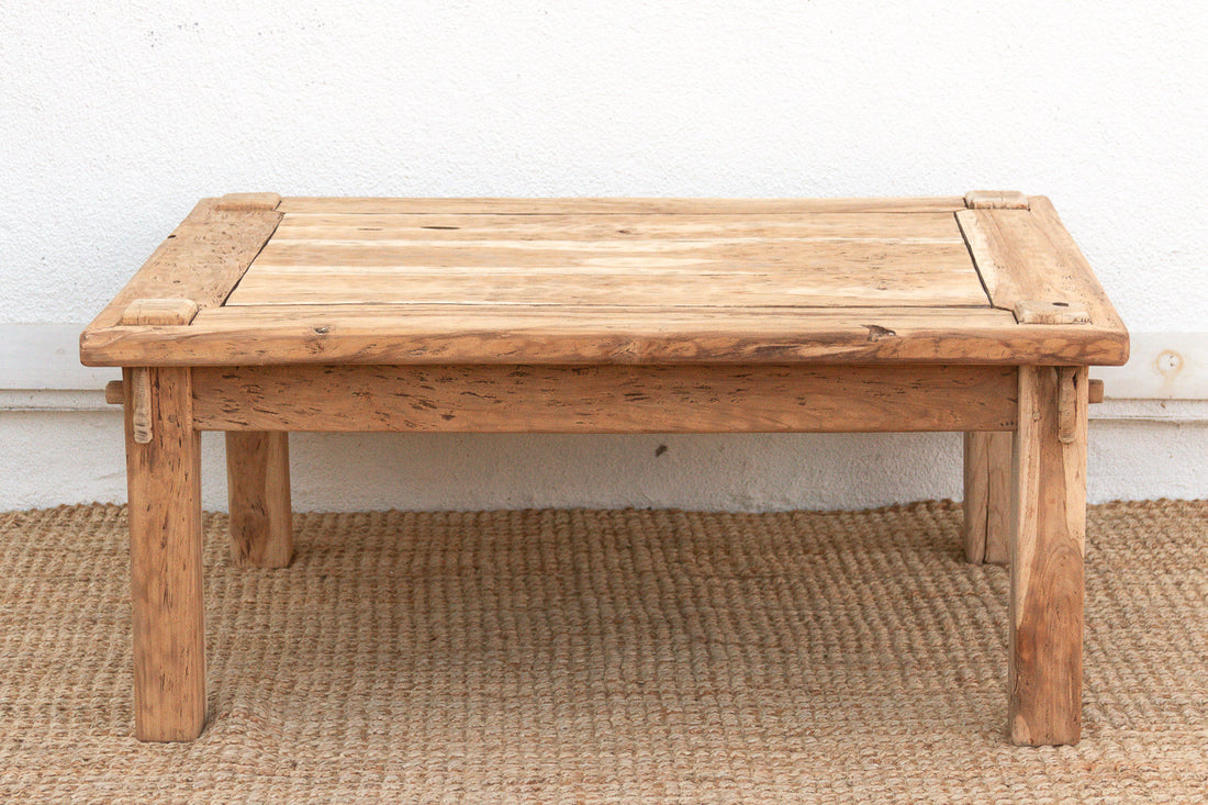 Primitive Raw Teak Wood Coffee Table