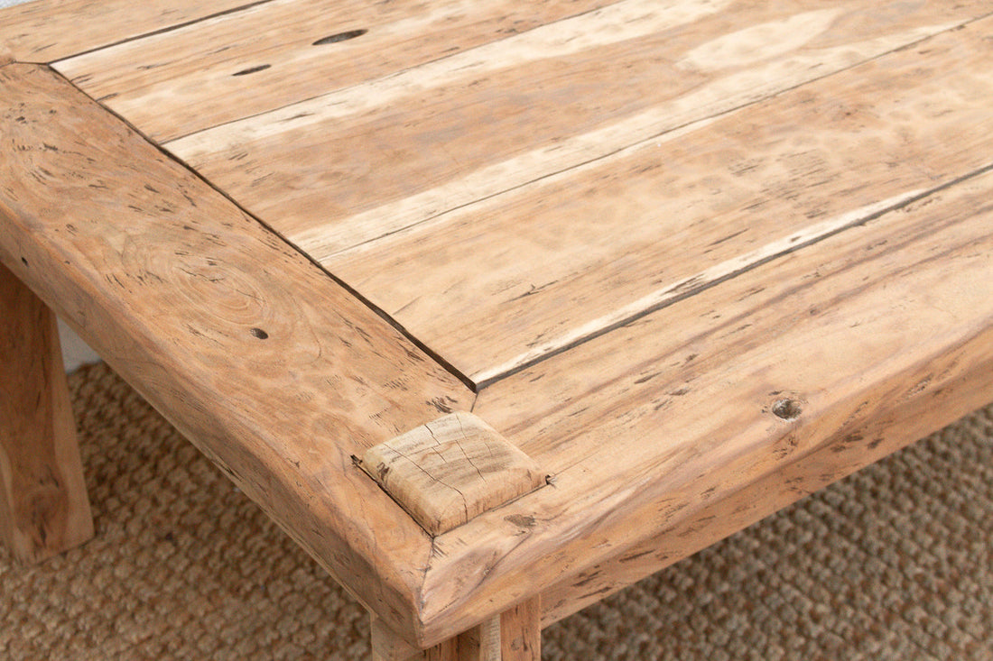Primitive Raw Teak Wood Coffee Table
