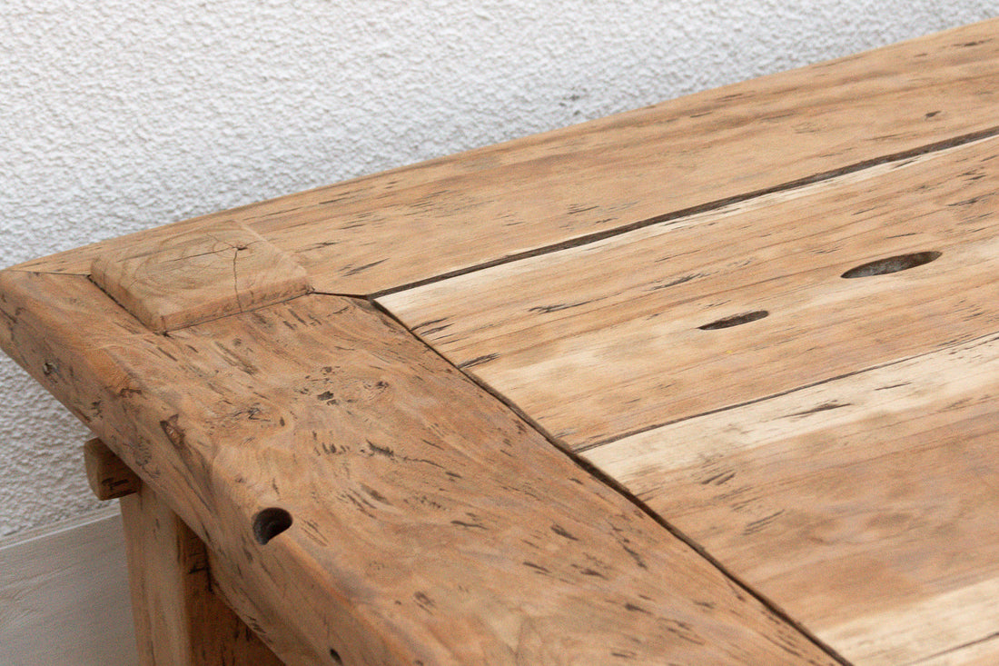 Primitive Raw Teak Wood Coffee Table