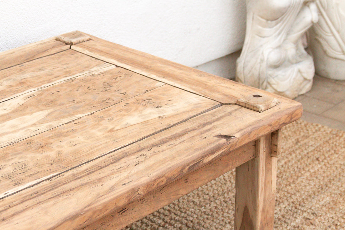 Primitive Raw Teak Wood Coffee Table