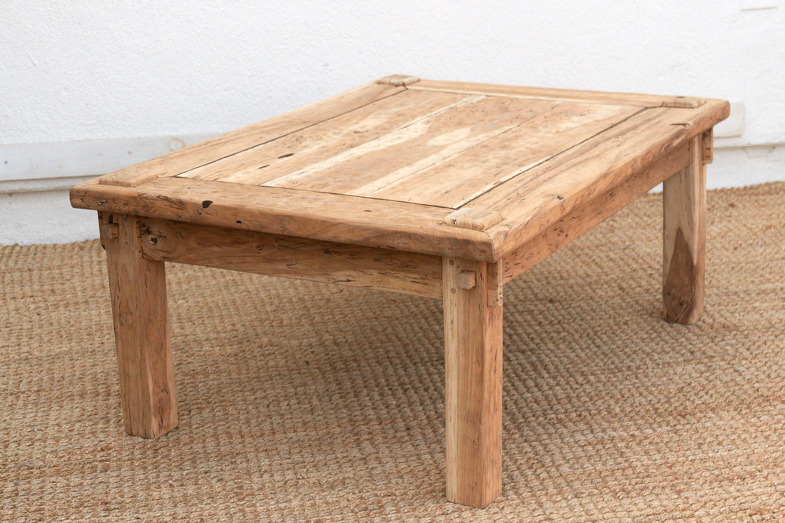 Primitive Raw Teak Wood Coffee Table