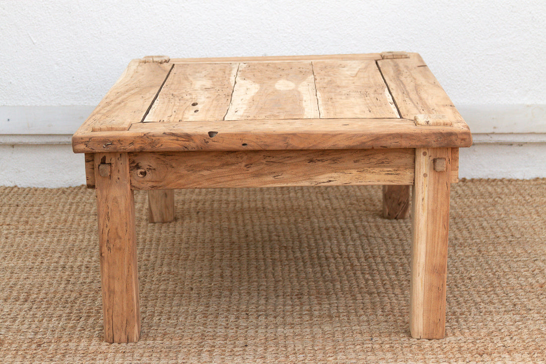 Primitive Raw Teak Wood Coffee Table