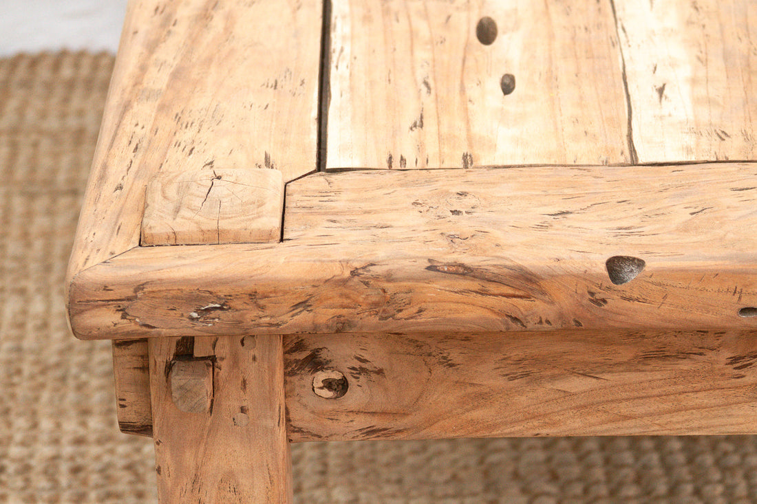Primitive Raw Teak Wood Coffee Table