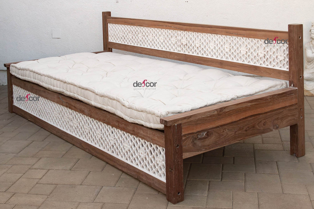 108" Long Reclaimed Teak Jali Daybed Sofa