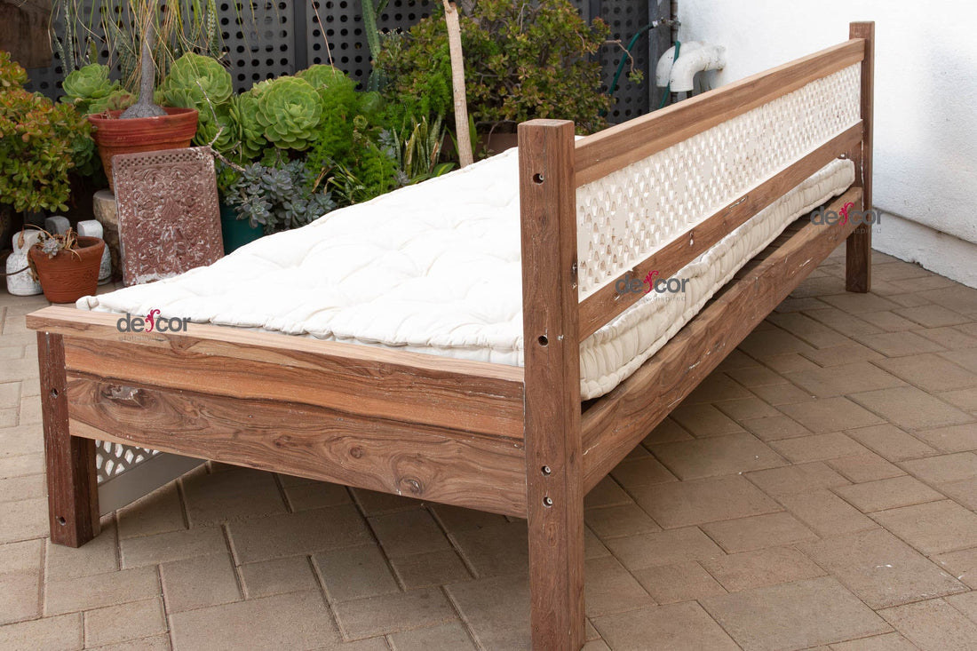 108" Long Reclaimed Teak Jali Daybed Sofa