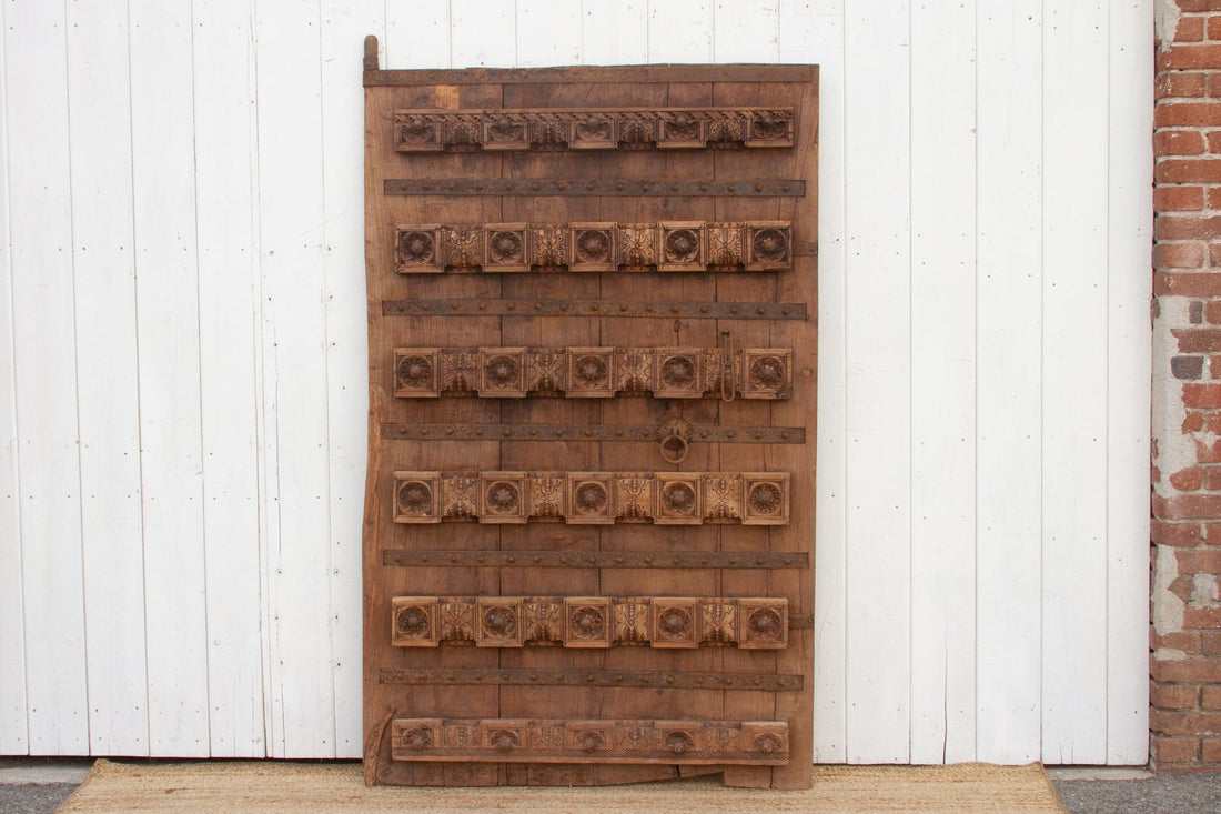 Antique Indian Teak Floral Door