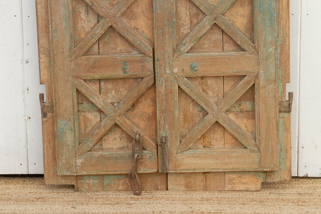 Antique Painted Rajasthani Teak Doors