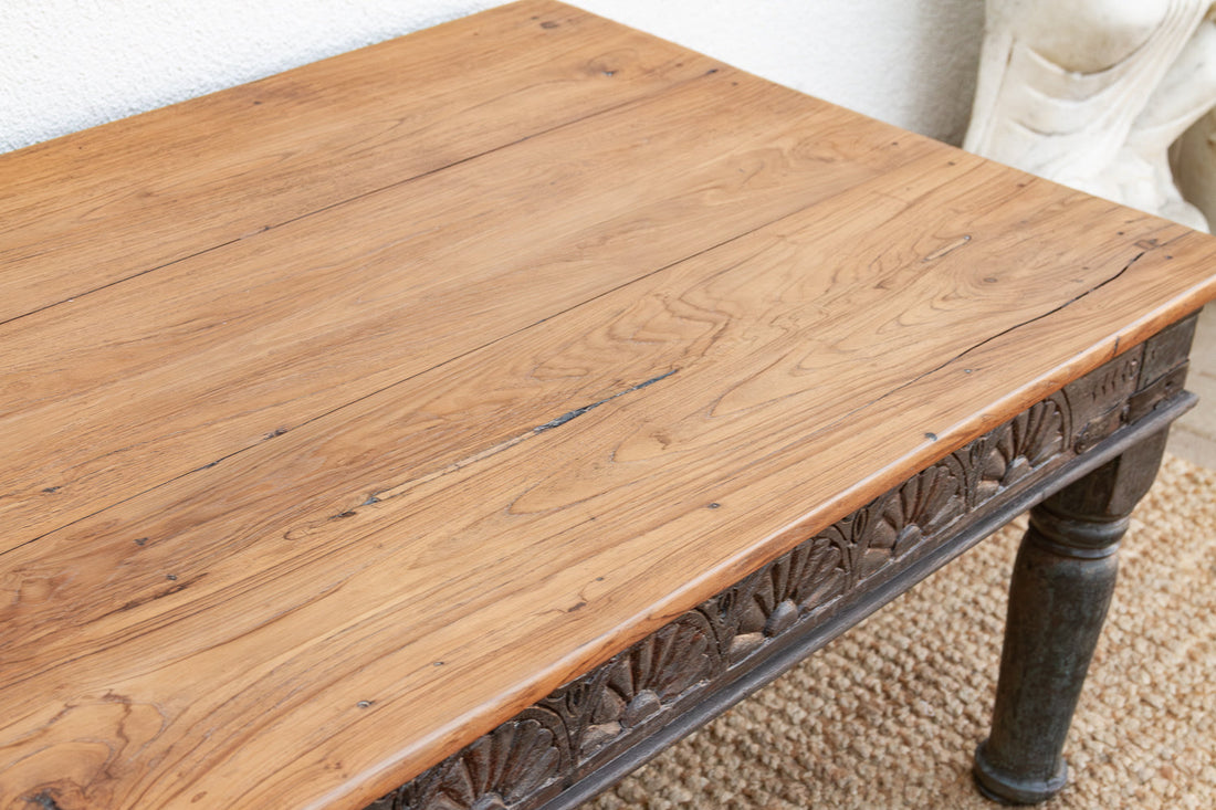 Long Antique Indian Takhat Teak Coffee Table