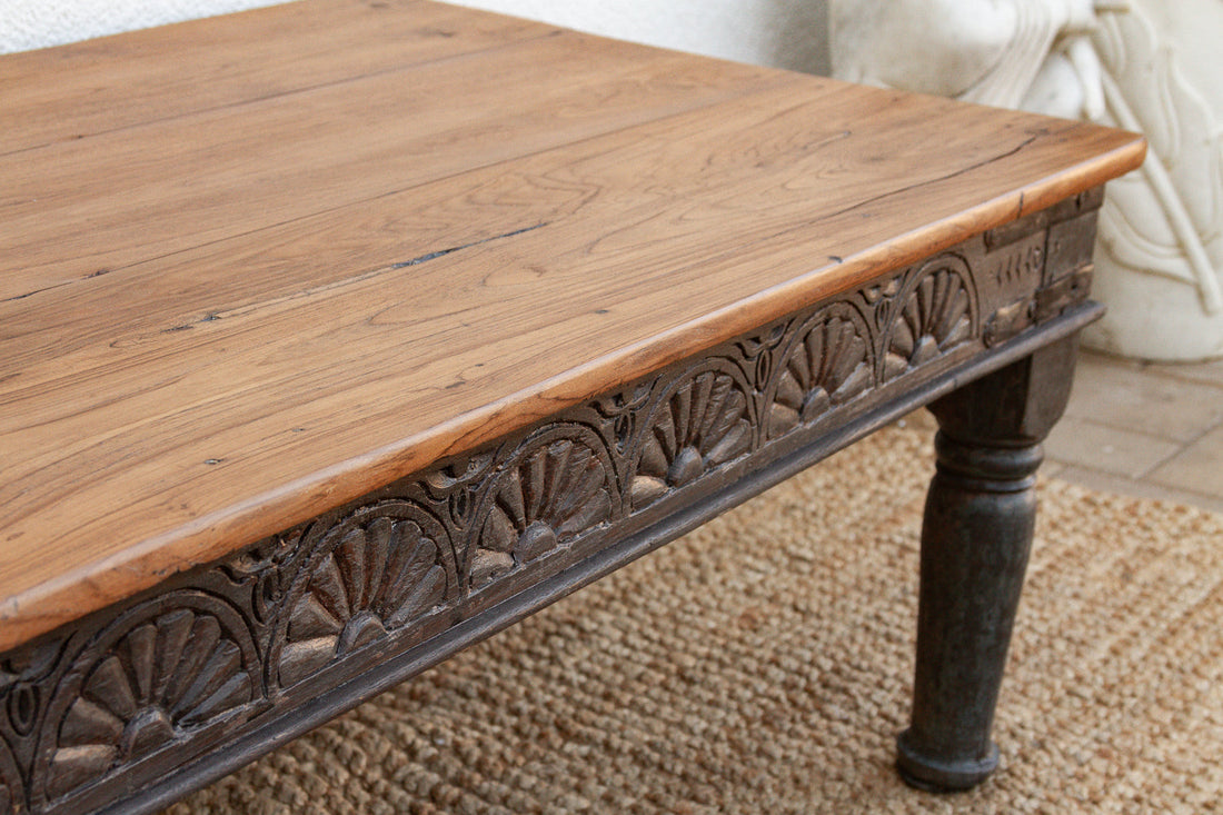 Long Antique Indian Takhat Teak Coffee Table