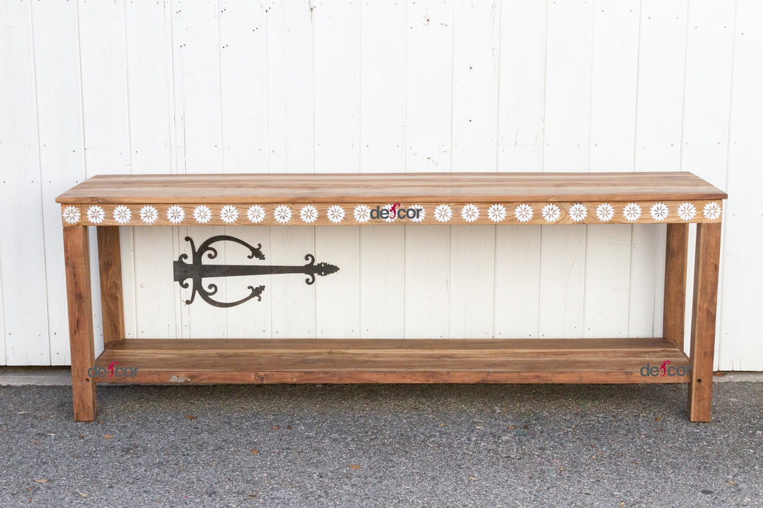 Reclaimed Teak Blossom Inlaid Console (Trade)