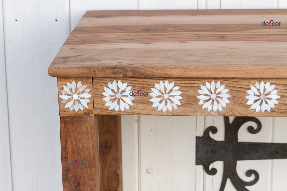 Reclaimed Teak Blossom Inlaid Console (Trade)