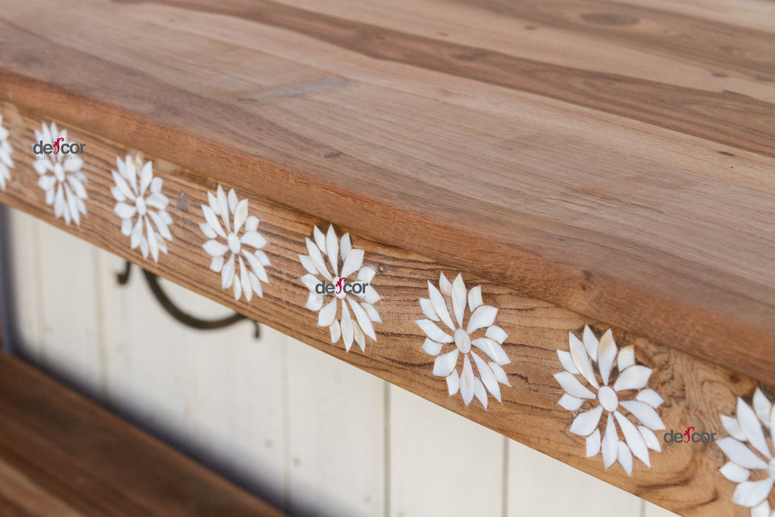 Reclaimed Teak Blossom Inlaid Console (Trade)