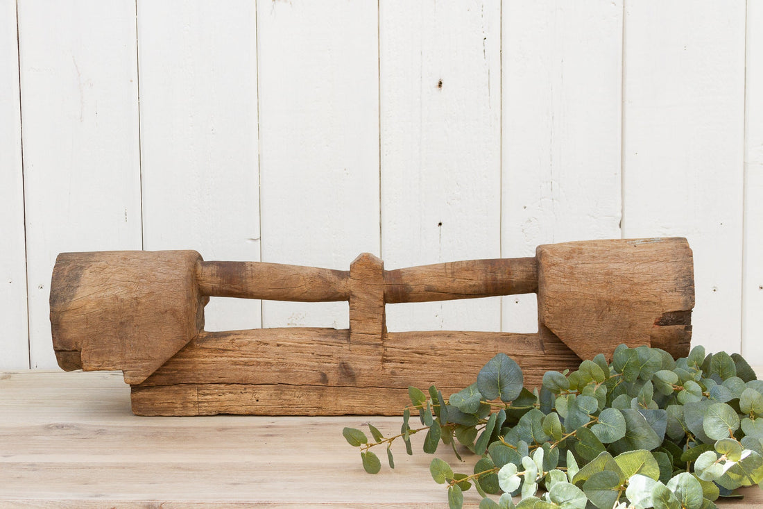Antique Teak Cartwheel Axle
