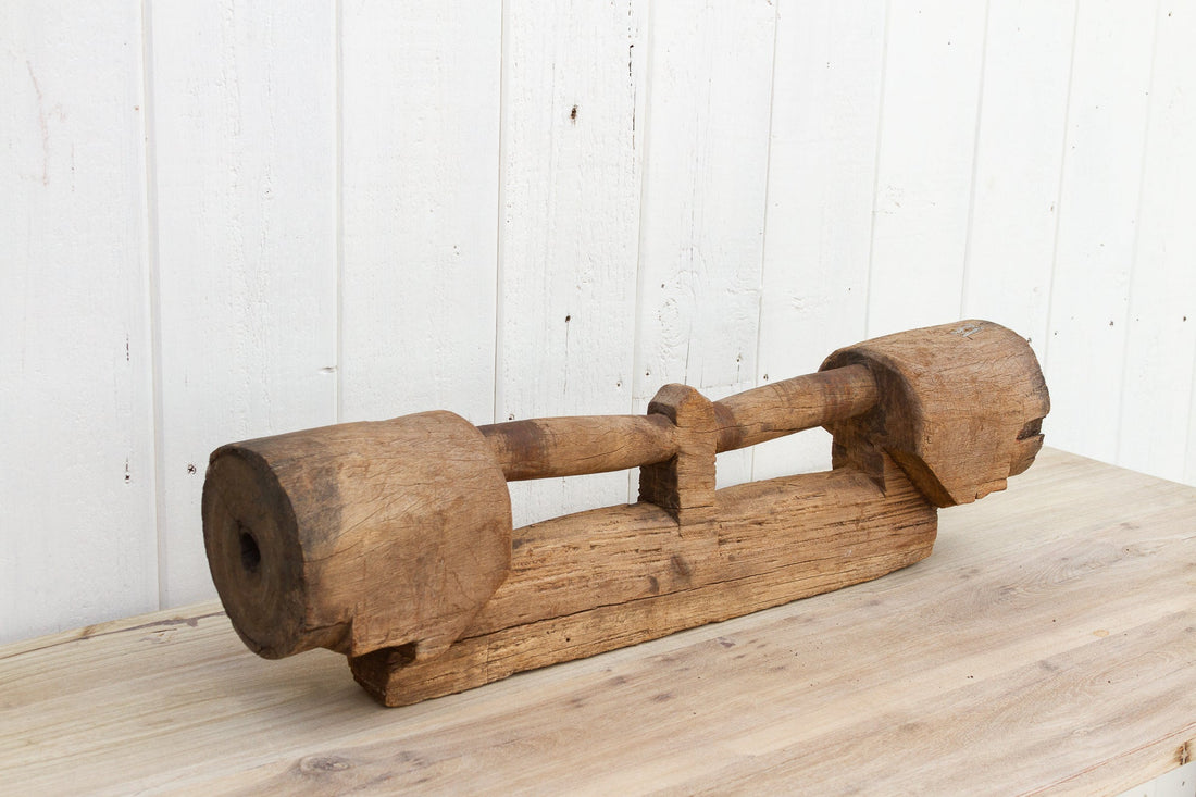 Antique Teak Cartwheel Axle