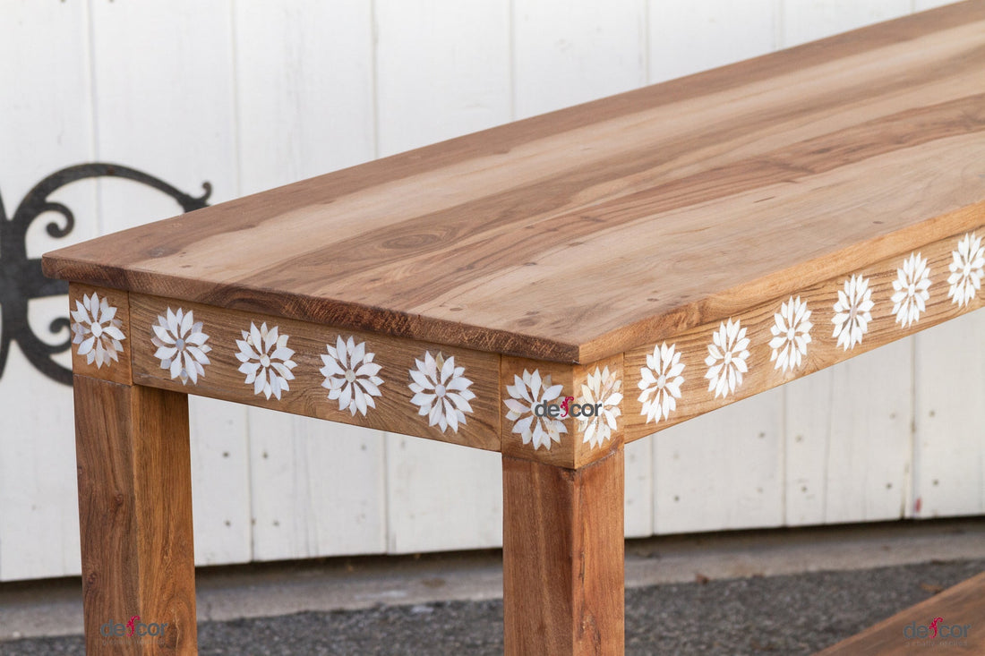 Reclaimed Teak Blossom Inlaid Console (Trade)