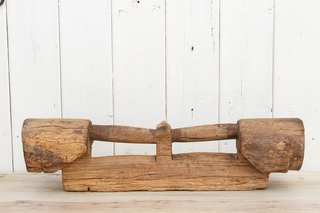 Antique Teak Cartwheel Axle