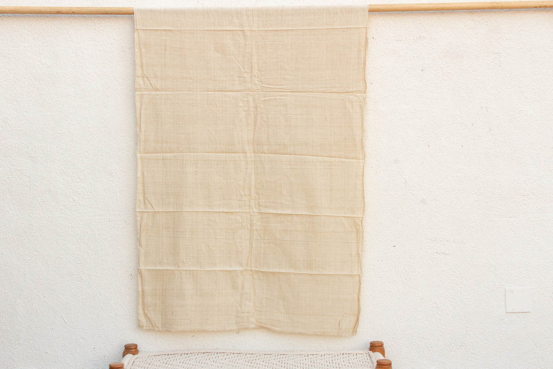 Organic Peace Silk Throw, Natural Grid