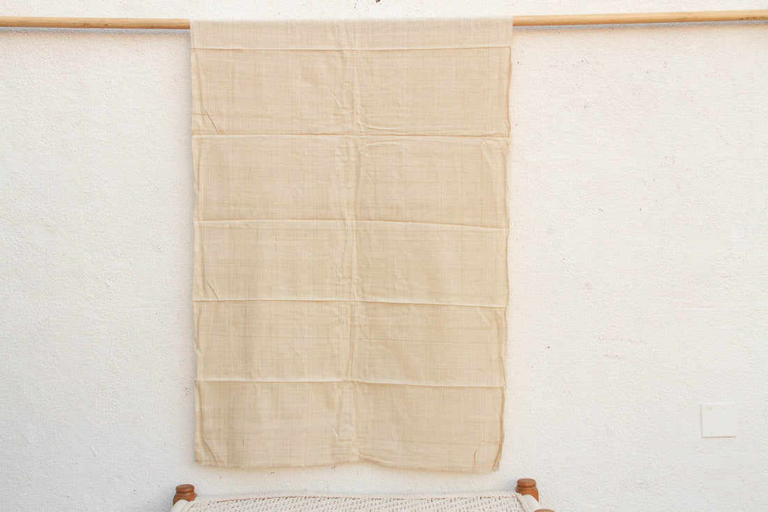 Organic Peace Silk Throw, Natural Grid